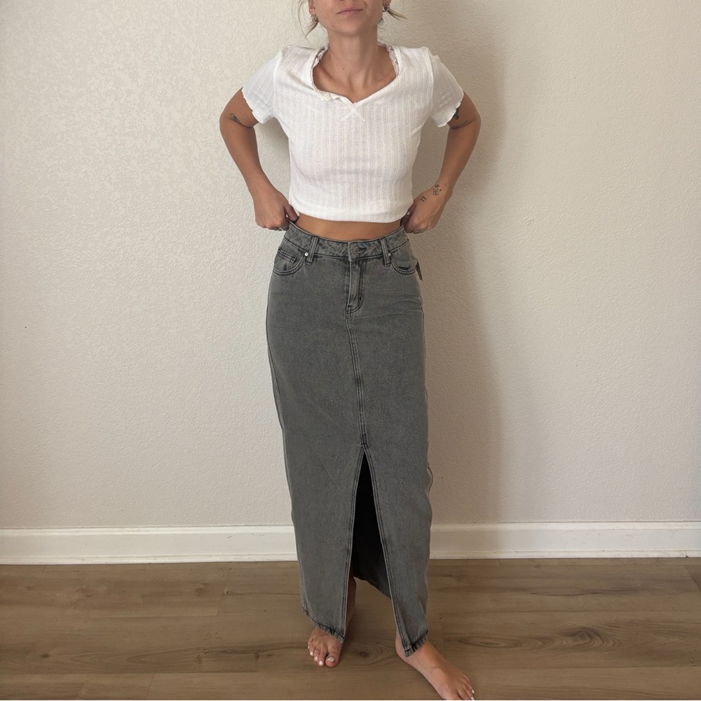 Tilly's Black Denim Maxi Skirt